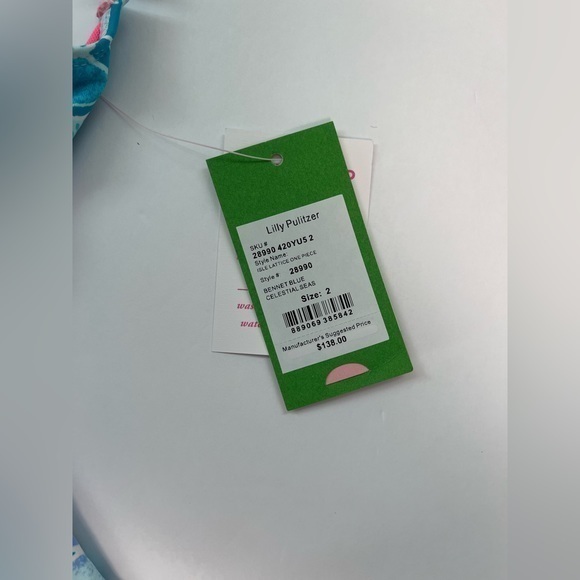 Lilly Pulitzer NWT Women’s Isle Lattice One Piece Bennet Blue Celestial‎ Seas 2 - Picture 3 of 5